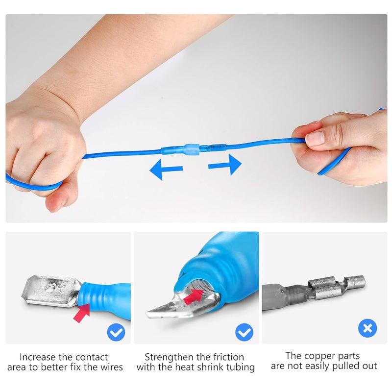 Kuject 320PCS Heat Shrink Wire Connectors Kit, Electrical Waterproof Crimp Butt Terminals, Insulated Spade Connectors for Automotive Marine Boat Truck, Include Rings Forks Spade Butt Splices - Image 4